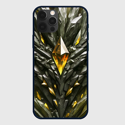 Чехол iPhone 12 Pro Max Камень и золотой кристалл / 3D-Черный – фото 1