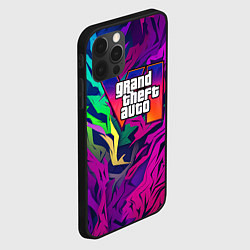 Чехол для iPhone 12 Pro Max Gta лого фиолетовый камуфляж, цвет: 3D-черный — фото 2