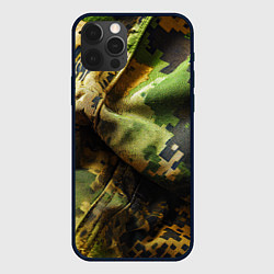 Чехол для iPhone 12 Pro Max Реалистичный камуфляж на ткани, цвет: 3D-черный
