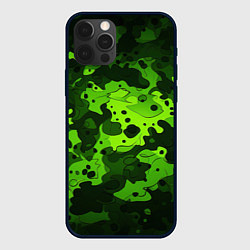 Чехол для iPhone 12 Pro Max Яркий неоновый зеленый камуфляж, цвет: 3D-черный