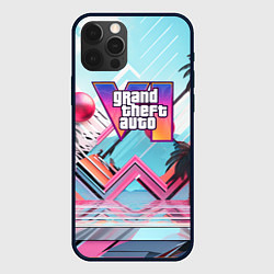 Чехол iPhone 12 Pro Max Gta 6 логотип в стиле vice city