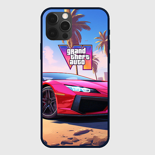 Чехол iPhone 12 Pro Max GTA 6 logo auto style / 3D-Черный – фото 1