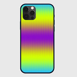 Чехол iPhone 12 Pro Max Неоновые салатовые и фиолетовые полосы