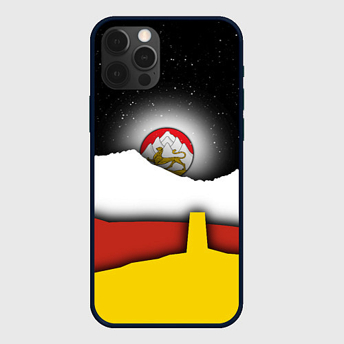 Чехол iPhone 12 Pro Max Осетия горы и ночное небо / 3D-Черный – фото 1
