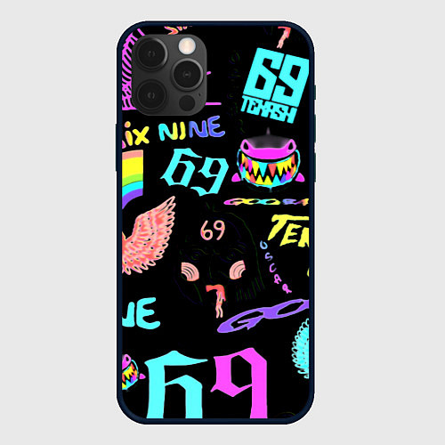 Чехол iPhone 12 Pro Max 6ix9ine logo rap bend / 3D-Черный – фото 1