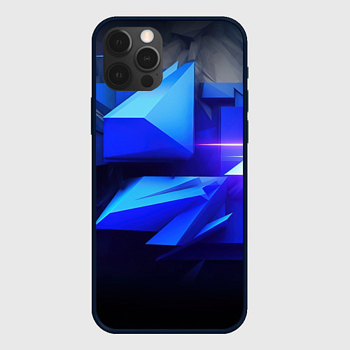 Чехол iPhone 12 Pro Max Black blue background abstract / 3D-Черный – фото 1