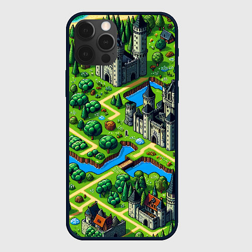 Чехол iPhone 12 Pro Max Heroes of Might and Magic - pixel map / 3D-Черный – фото 1