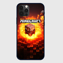 Чехол iPhone 12 Pro Max Огненный minecraft лого