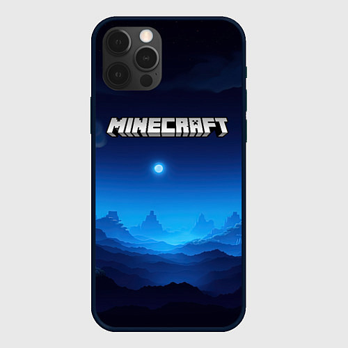 Чехол iPhone 12 Pro Max Minecraft logo night / 3D-Черный – фото 1