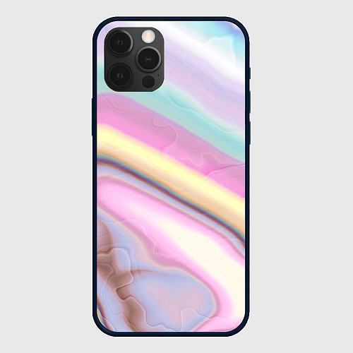 Чехол iPhone 12 Pro Max Розово-голубой мрамор / 3D-Черный – фото 1