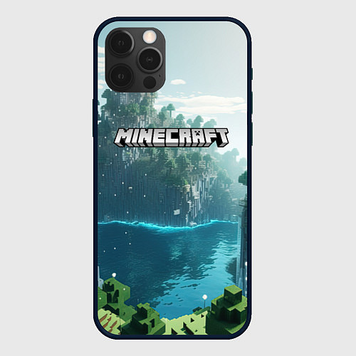 Чехол iPhone 12 Pro Max Minecraft logo map / 3D-Черный – фото 1