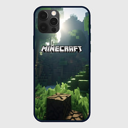 Чехол для iPhone 12 Pro Max Minecraft logo world, цвет: 3D-черный