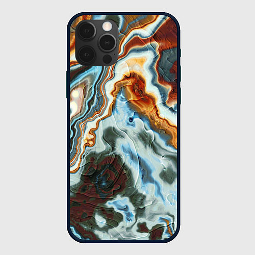 Чехол iPhone 12 Pro Max Мраморная текстура / 3D-Черный – фото 1