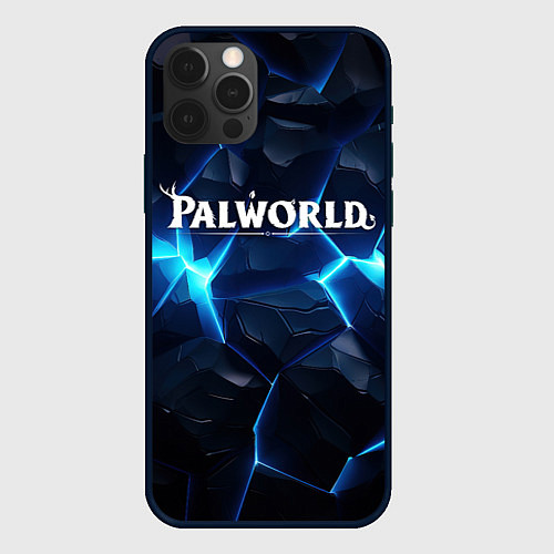 Чехол iPhone 12 Pro Max Palworld logo blue ice / 3D-Черный – фото 1