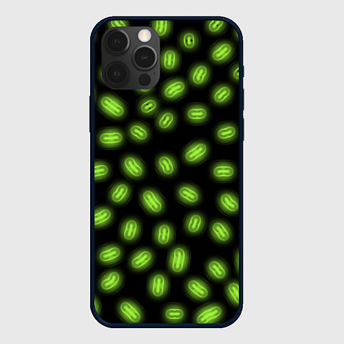 Чехол iPhone 12 Pro Max Неоновая имитация бактерий / 3D-Черный – фото 1