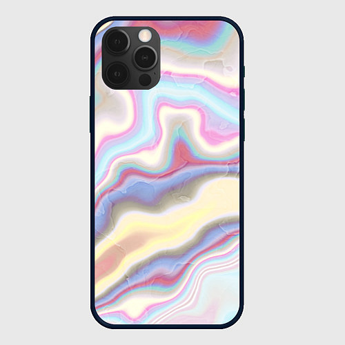 Чехол iPhone 12 Pro Max Мрамор узор разноцветный / 3D-Черный – фото 1