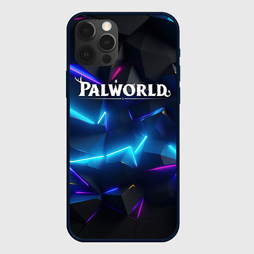 Чехол iPhone 12 Pro Max Palworld логотип на ярких неоновых плитах / 3D-Черный – фото 1