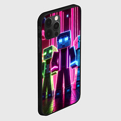 Чехол для iPhone 12 Pro Max Minecraft characters - neon glow, цвет: 3D-черный — фото 2