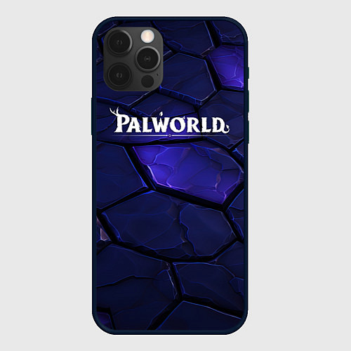 Чехол iPhone 12 Pro Max Palworld логотип темные синие разломы плит / 3D-Черный – фото 1