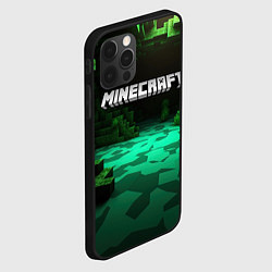 Чехол для iPhone 12 Pro Max Minecraft logo зеленый яркий мир, цвет: 3D-черный — фото 2