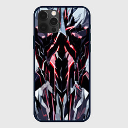 Чехол для iPhone 12 Pro Max Чёрно-красная агрессивная абстракция на белом фоне, цвет: 3D-черный