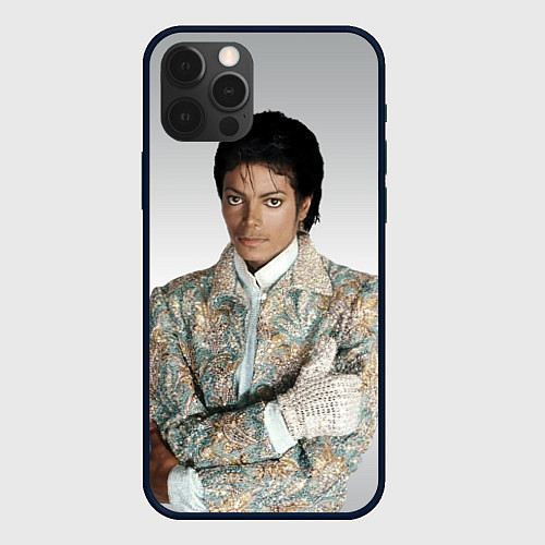 Чехол iPhone 12 Pro Max Майкл Джексон в серебряном костюме / 3D-Черный – фото 1