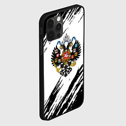 Чехол для iPhone 12 Pro Max Герб России краски черно белые, цвет: 3D-черный — фото 2