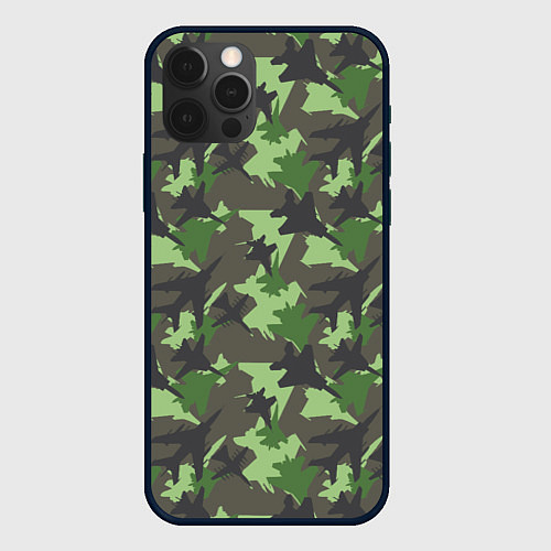Чехол iPhone 12 Pro Max Самолёты - камуфляж / 3D-Черный – фото 1