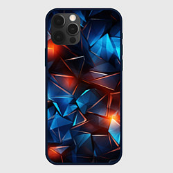 Чехол iPhone 12 Pro Max Синие и красные осколки стекла