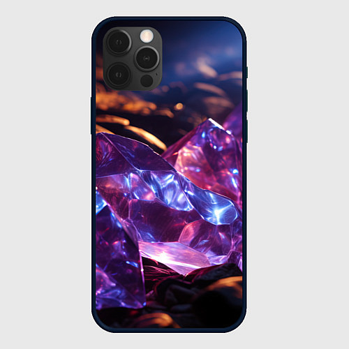 Чехол iPhone 12 Pro Max Фиолетовые комические камни / 3D-Черный – фото 1
