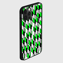 Чехол для iPhone 12 Pro Max Киберпанк узор чёрно-зелёный на белом фоне, цвет: 3D-черный — фото 2