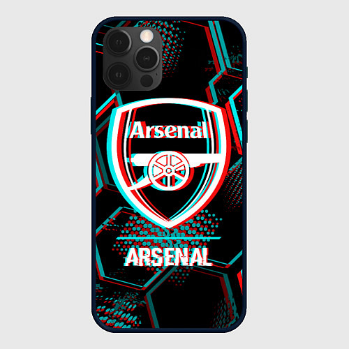 Чехол iPhone 12 Pro Max Arsenal FC в стиле glitch на темном фоне / 3D-Черный – фото 1
