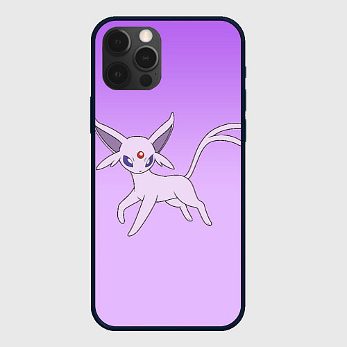 Чехол iPhone 12 Pro Max Espeon Pokemon - розовая кошка покемон / 3D-Черный – фото 1