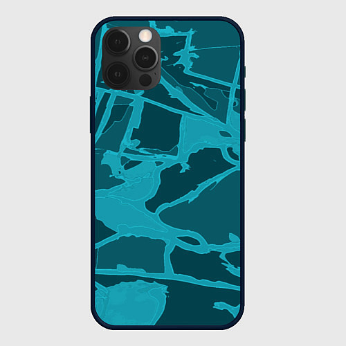 Чехол iPhone 12 Pro Max Изумрудно-бирюзовая графика / 3D-Черный – фото 1
