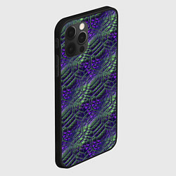 Чехол для iPhone 12 Pro Max Фиолетово-зеленые ромбики, цвет: 3D-черный — фото 2