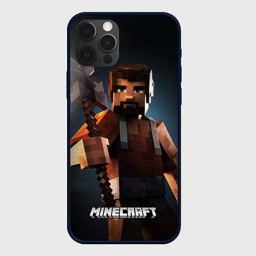 Чехол iPhone 12 Pro Max Minecraft персонаж с бородой ночью / 3D-Черный – фото 1