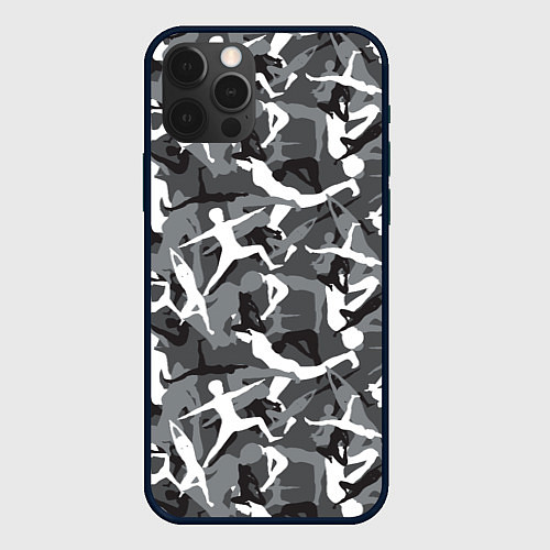 Чехол iPhone 12 Pro Max Гимнастика - камуфляж / 3D-Черный – фото 1