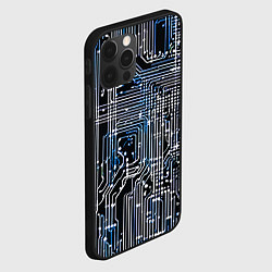Чехол для iPhone 12 Pro Max Киберпанк схемы белые и синие, цвет: 3D-черный — фото 2