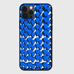 Чехол iPhone 12 Pro Max Синие сердечки на белом фоне