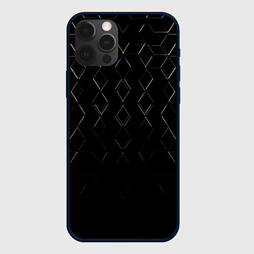Чехол iPhone 12 Pro Max Чёрные текстуры броня / 3D-Черный – фото 1