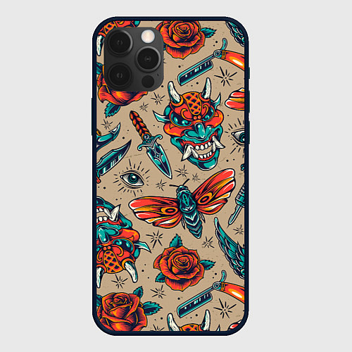 Чехол iPhone 12 Pro Max Tattoo art / 3D-Черный – фото 1