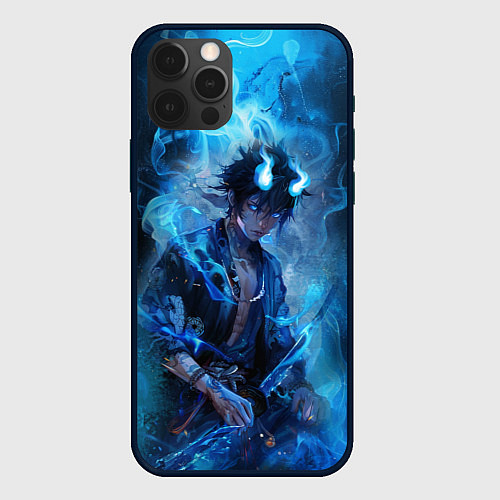 Чехол iPhone 12 Pro Max Синий демон - Синий экзорцист / 3D-Черный – фото 1