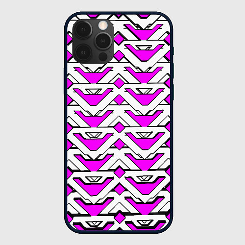 Чехол iPhone 12 Pro Max Бело-розовый узор / 3D-Черный – фото 1