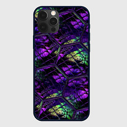 Чехол для iPhone 12 Pro Max Бабочки в фиолетовом креативном узоре, цвет: 3D-черный