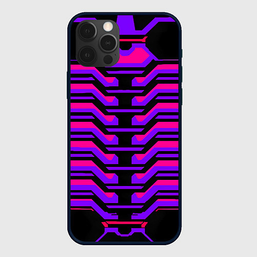Чехол iPhone 12 Pro Max Киберпанк броня фиолетовая v1 / 3D-Черный – фото 1