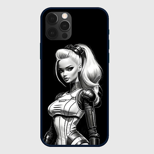Чехол iPhone 12 Pro Max Барби - киберпанк нейросеть / 3D-Черный – фото 1