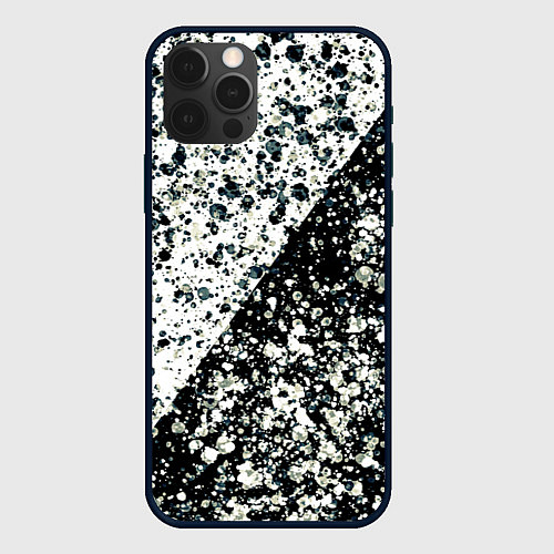 Чехол iPhone 12 Pro Max Абстрактный чёрно-белый пятнистый / 3D-Черный – фото 1