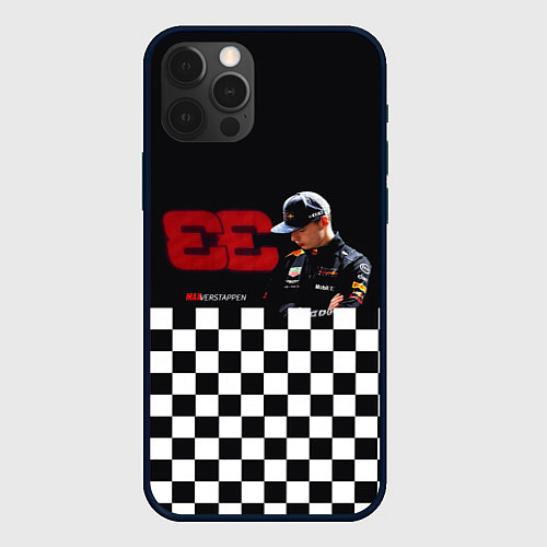 Чехол iPhone 12 Pro Max Макс Ферстаппен гонщик / 3D-Черный – фото 1