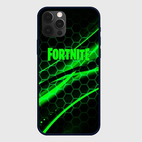 Чехол iPhone 12 Pro Max Fortnite epic броня зелёная / 3D-Черный – фото 1