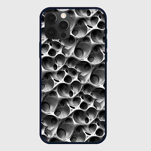 Чехол iPhone 12 Pro Max Металл - текстура / 3D-Черный – фото 1